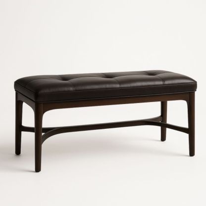 Panca in Pelle Sintetica e Legno Marrone 120x45x50 cm