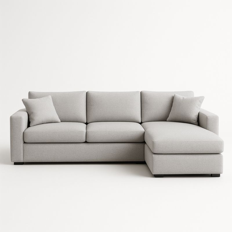 Divano angolare in tessuto di poliestere grigio