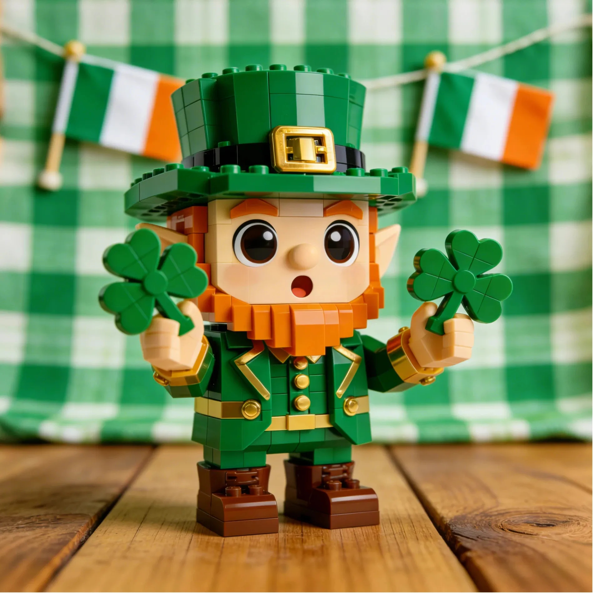 Lucky Leprechaun Building Blocks Set - St. Patrick's Day Decor & Gift for Kids and Adults