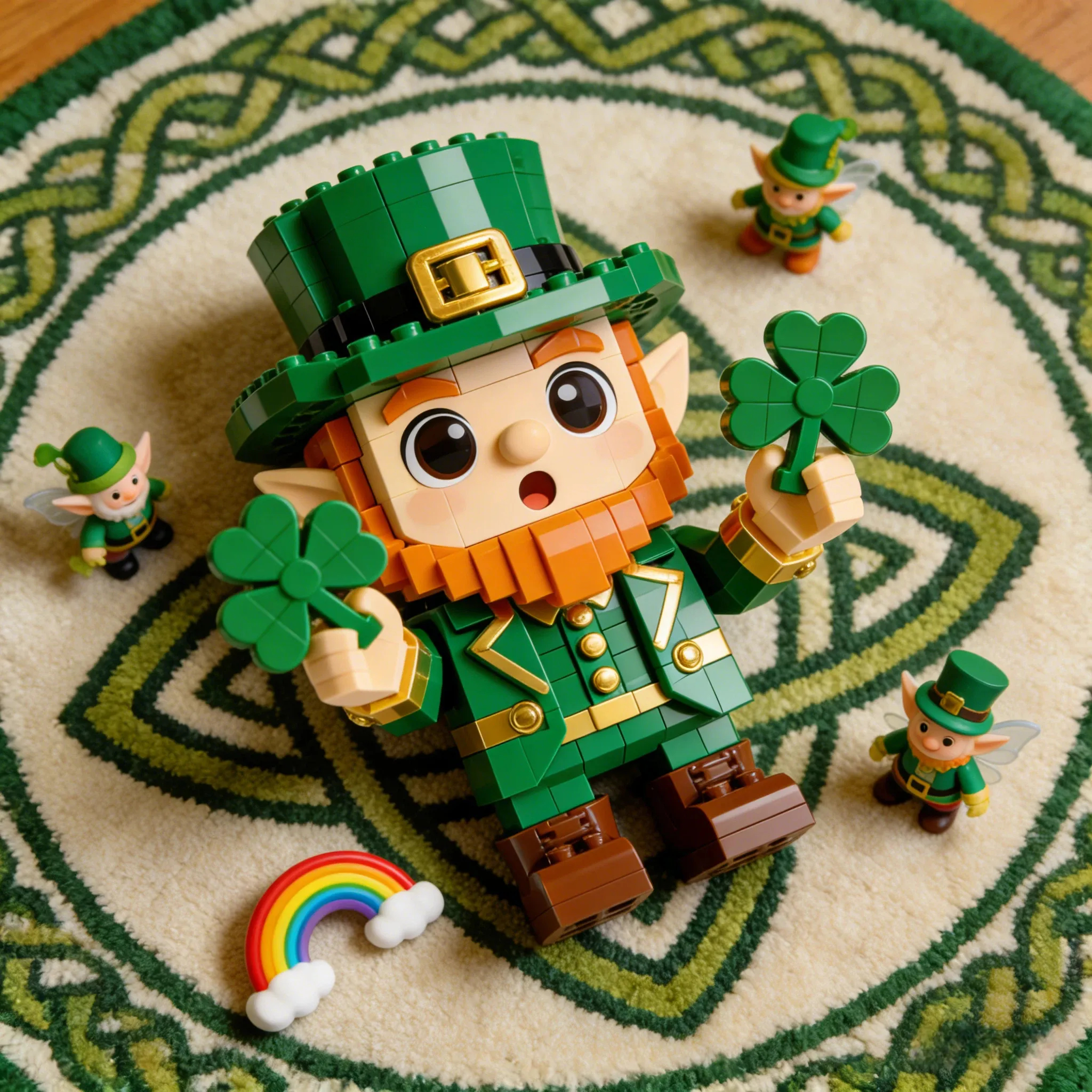 Lucky Leprechaun Building Blocks Set - St. Patrick's Day Decor & Gift for Kids and Adults