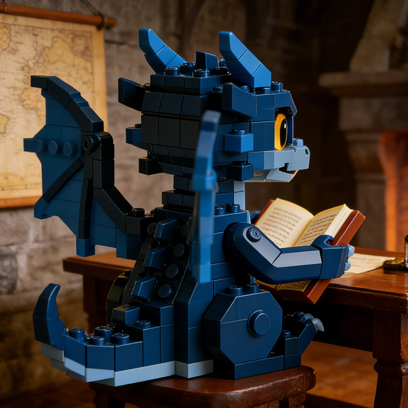 Enchanted Book Dragon Building Blocks | Collectible Fantasy Brick Figure