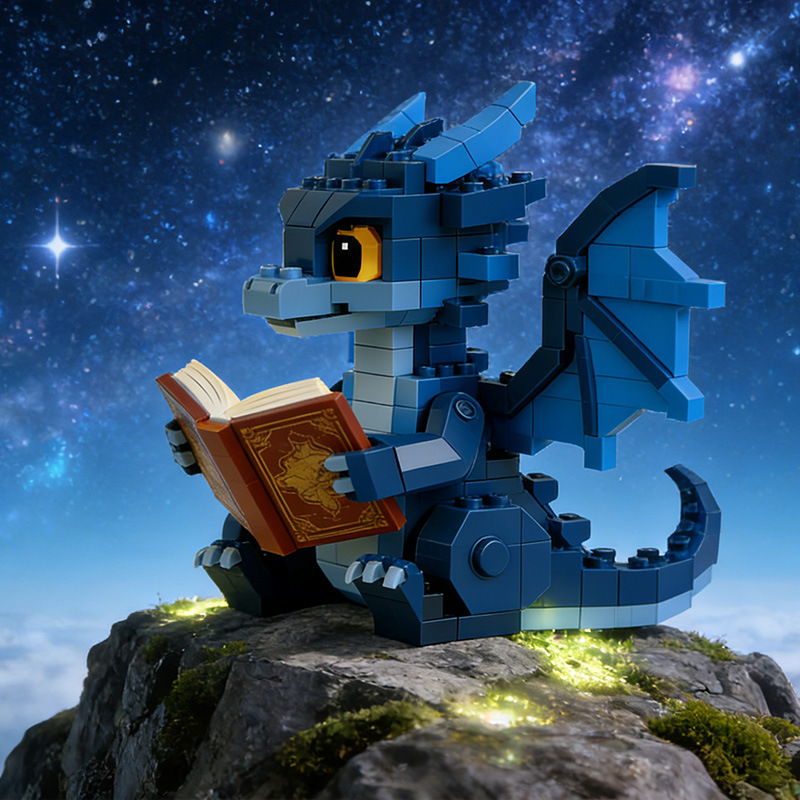 Enchanted Book Dragon Building Blocks | Collectible Fantasy Brick Figure