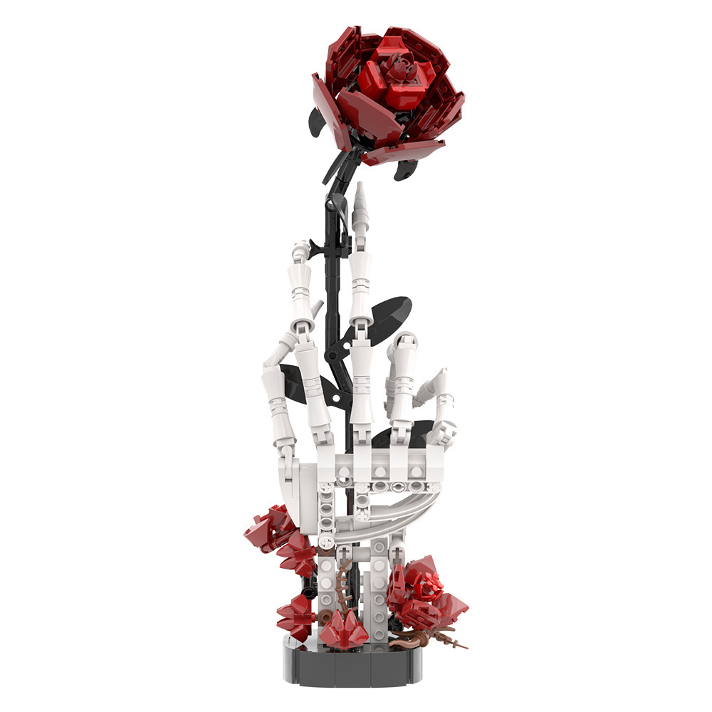 Skeleton Hand Rose Building Block Set - Gothic Decor Bricks
