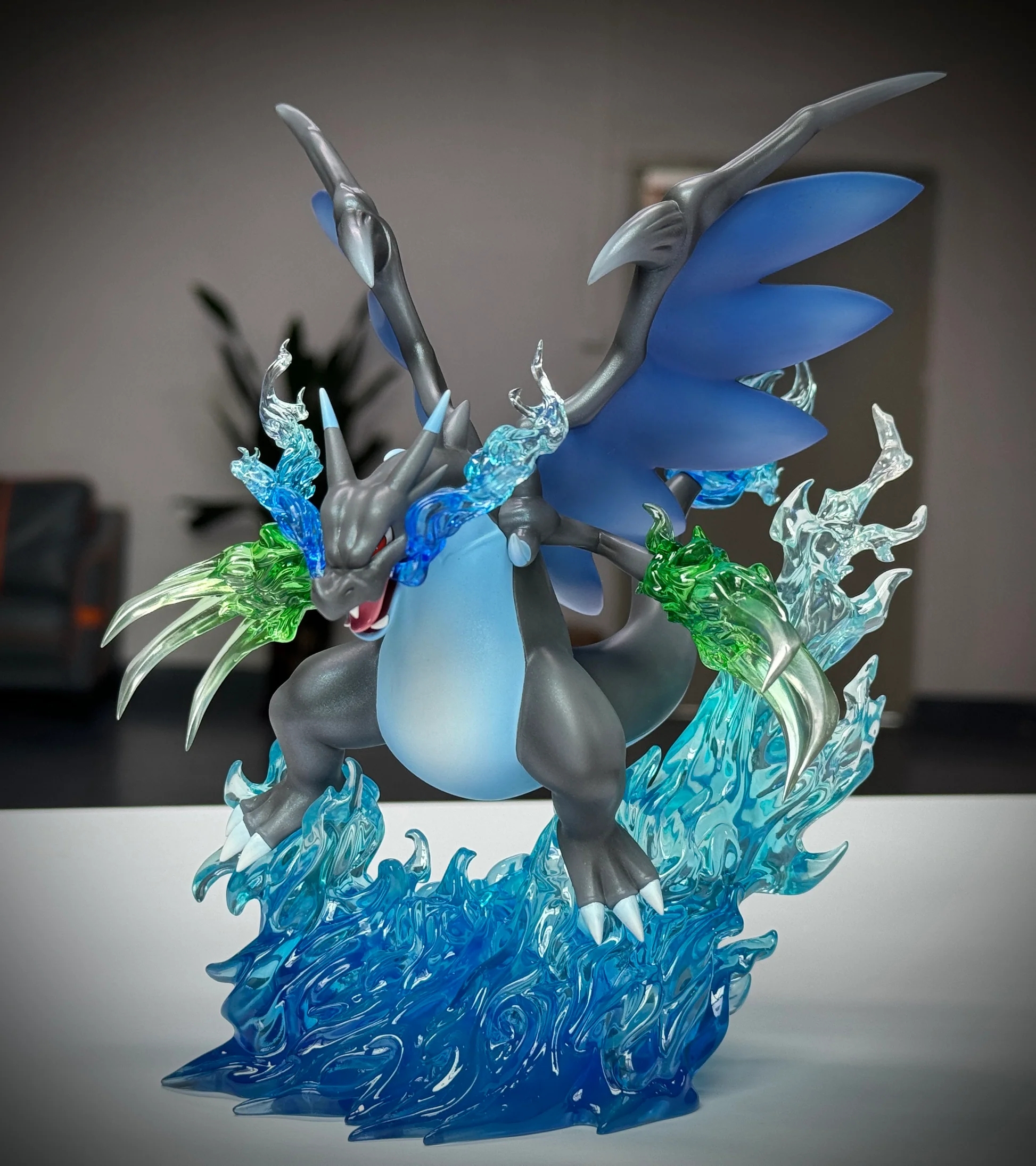 Pokemon Ash Greninja Butterfly Form & Mega Charizard X Statue