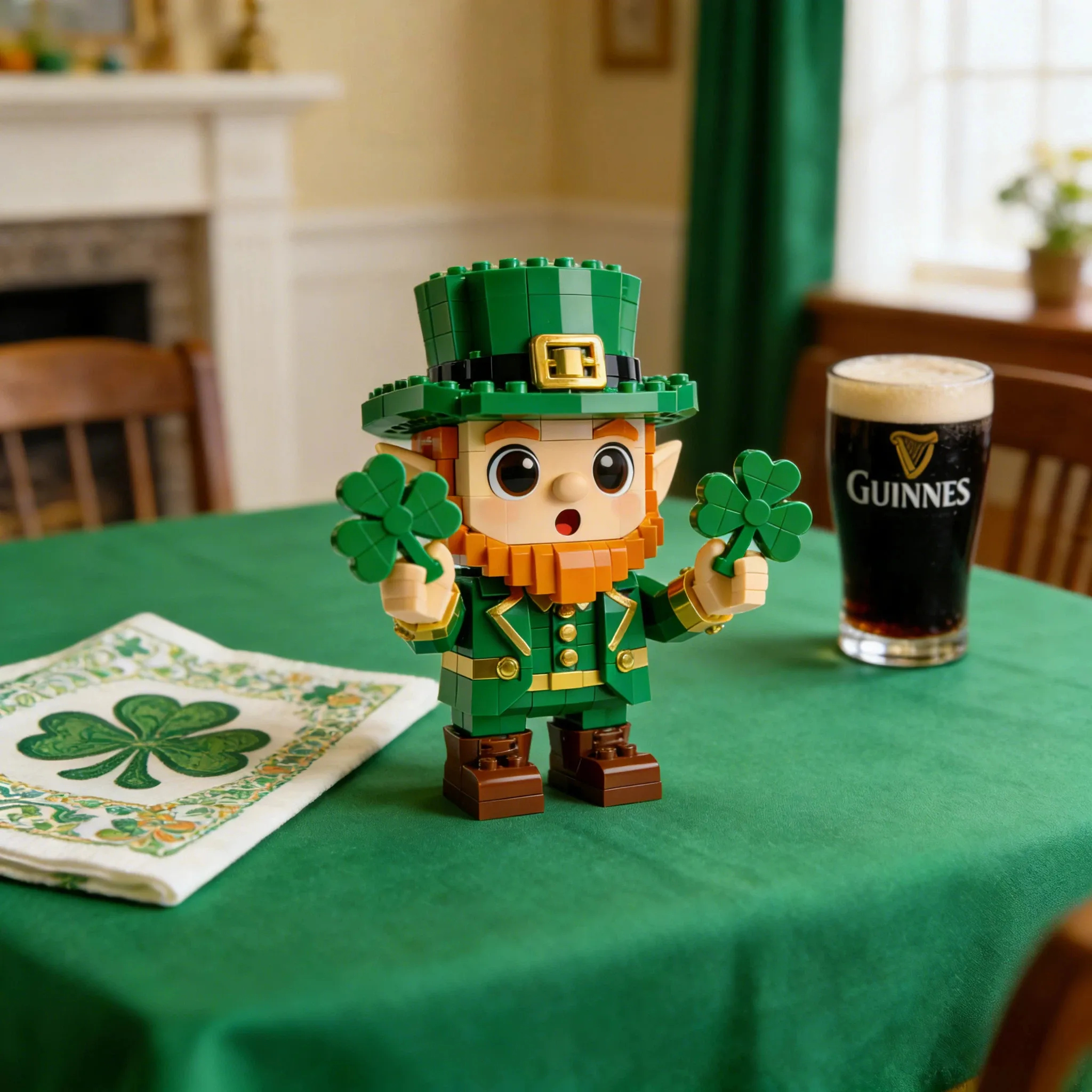 Lucky Leprechaun Building Blocks Set - St. Patrick's Day Decor & Gift for Kids and Adults