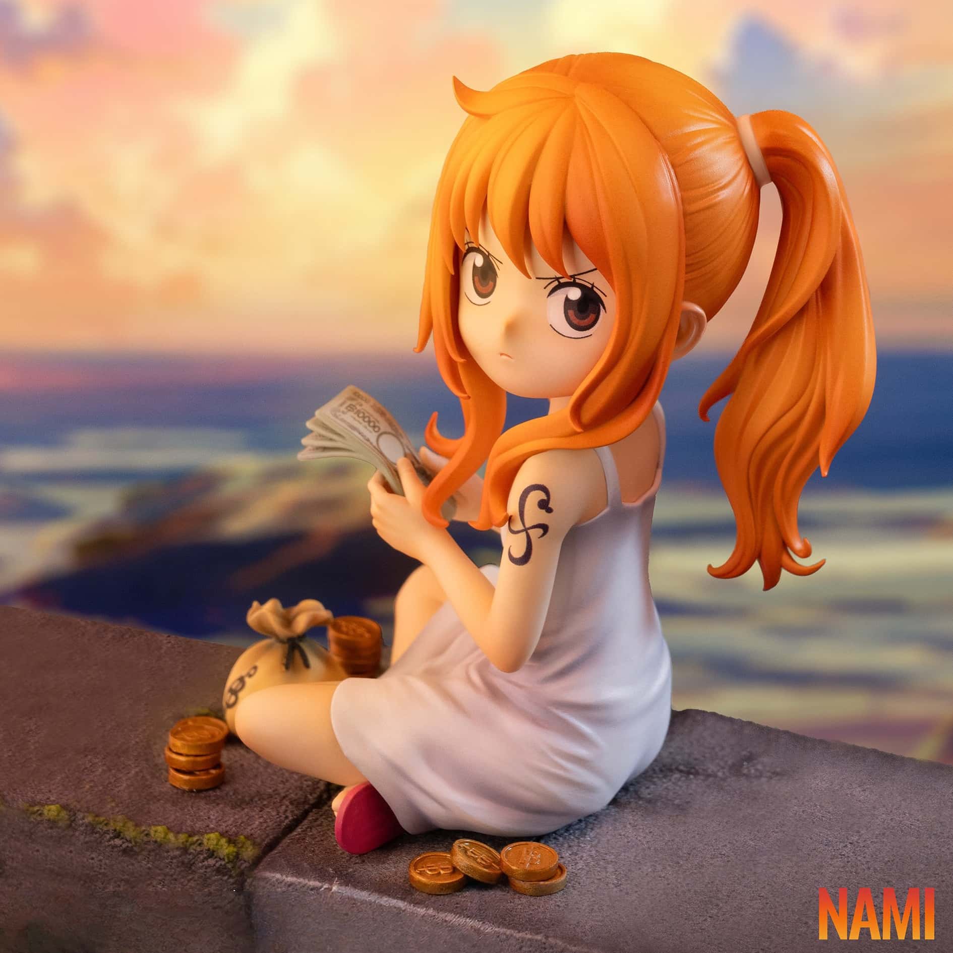 One Piece Childhood Nami Statue