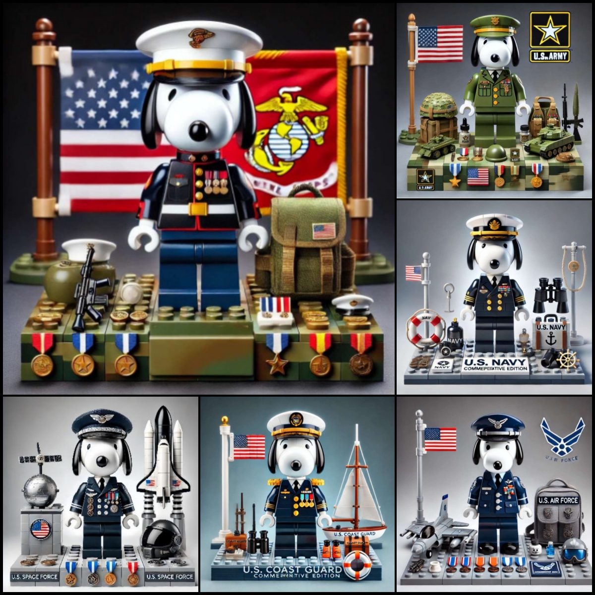 2026 New Snoopy Military Series Figure Building Blocks