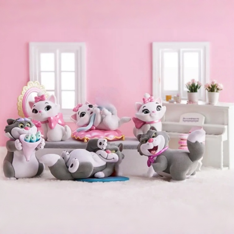 Marie & Lucifer Cat Figures Collection - 6pcs Figurine Set for Collectors