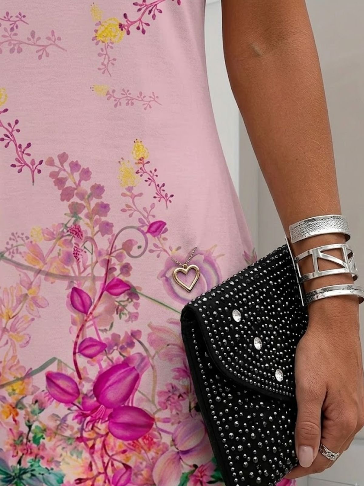 Women Floral Summer Dress Half Open