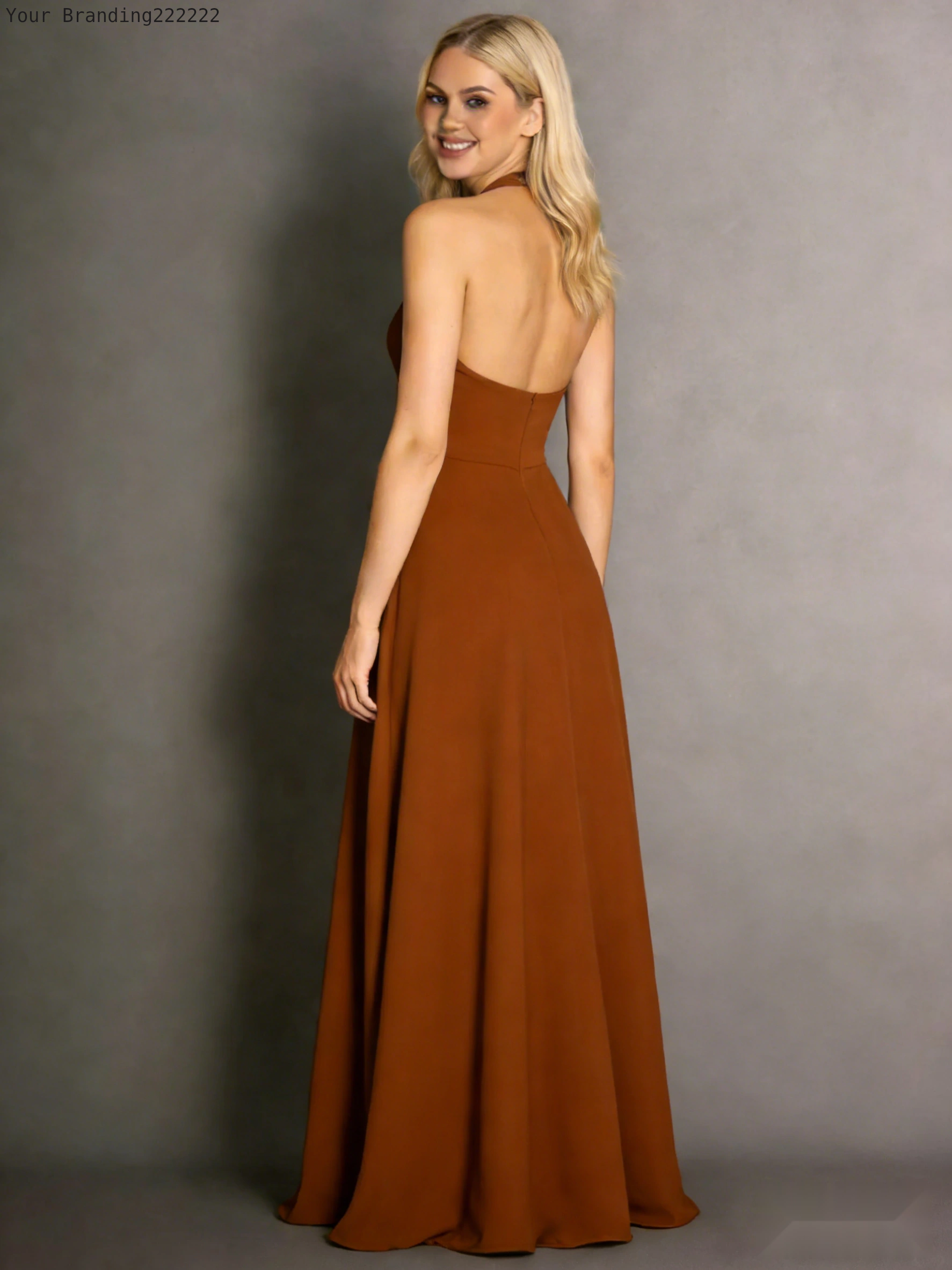 Halterneck Velvet Dress with Open Back