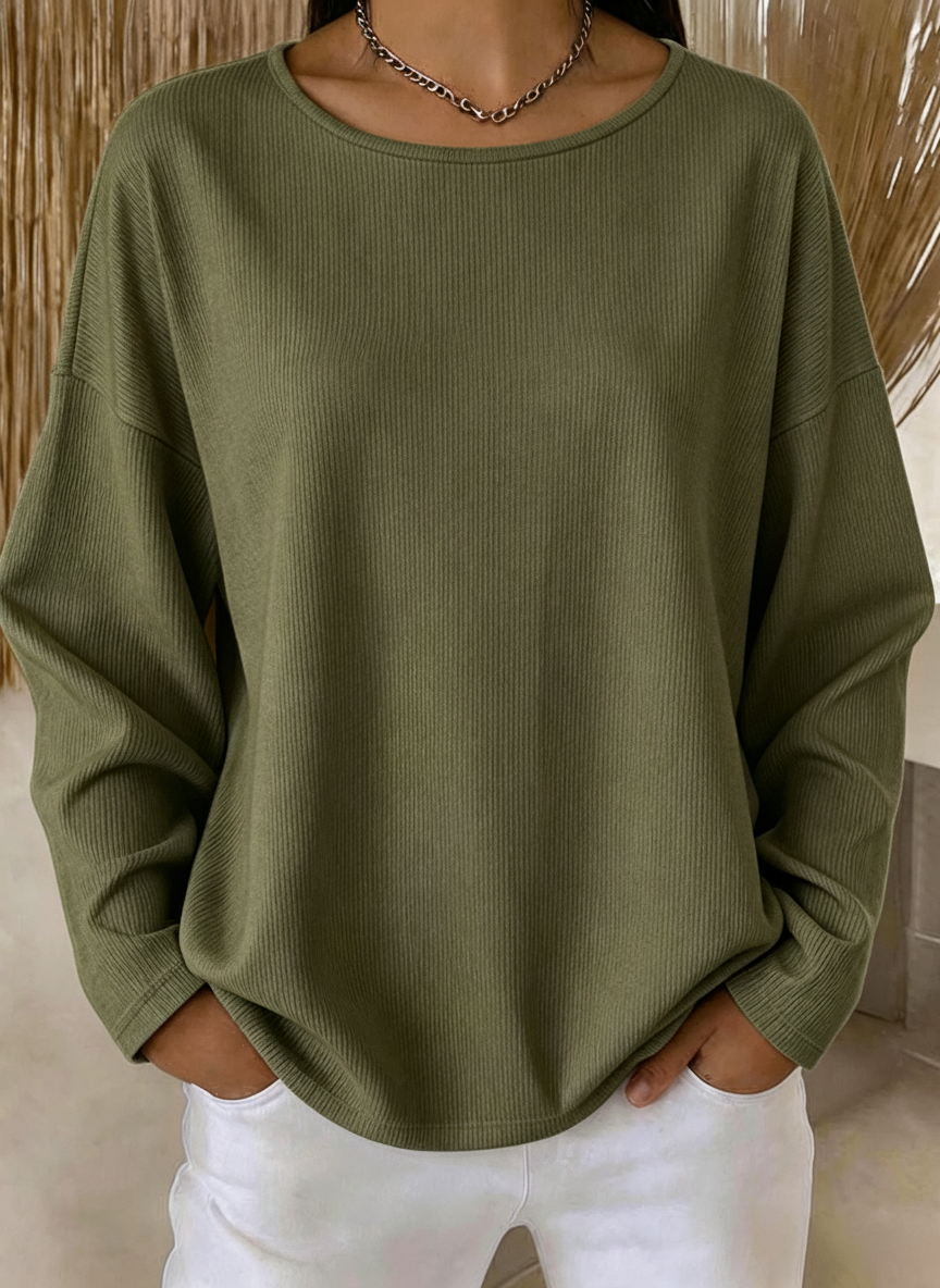 Casual Plain Crew Neck Long Sleeve T-shirt
