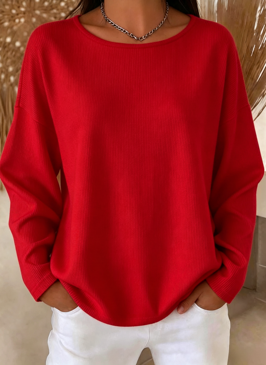 Casual Plain Crew Neck Long Sleeve T-shirt