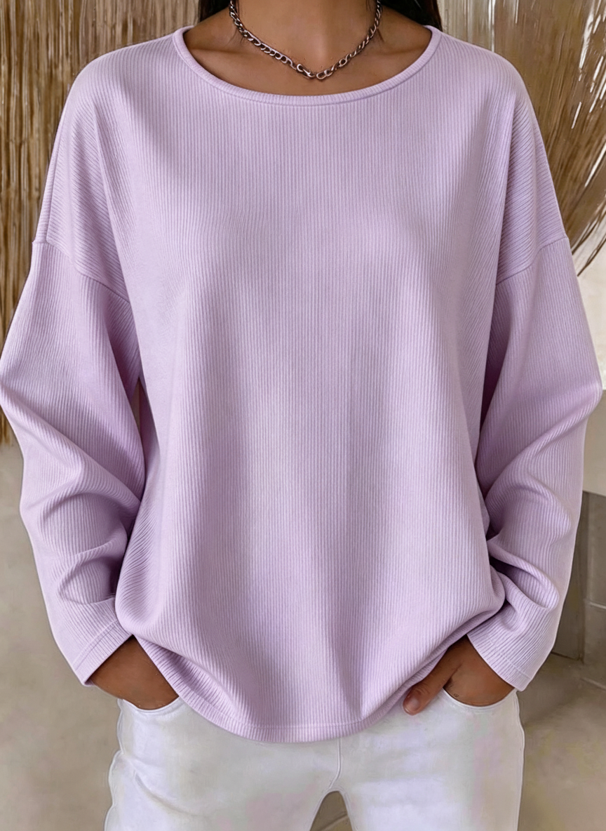 Casual Plain Crew Neck Long Sleeve T-shirt
