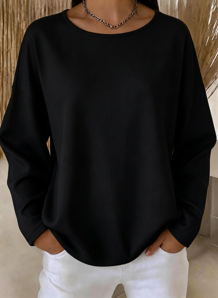 Casual Plain Crew Neck Long Sleeve T-shirt