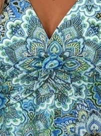 Women Geometric Summer Dress V Neck