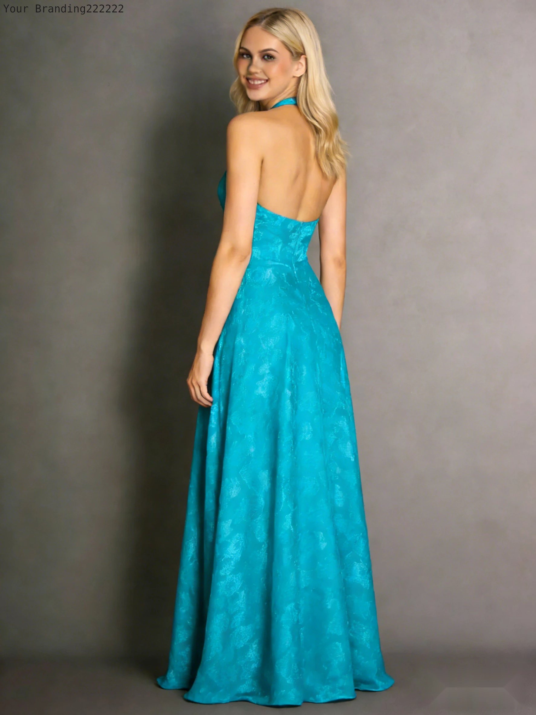 Halterneck Velvet Dress with Open Back