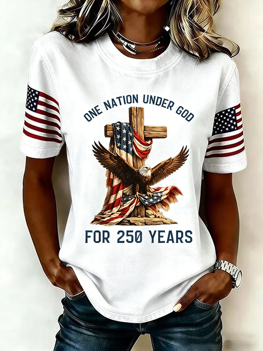 White - Casual Independence Day (Flag) Crew