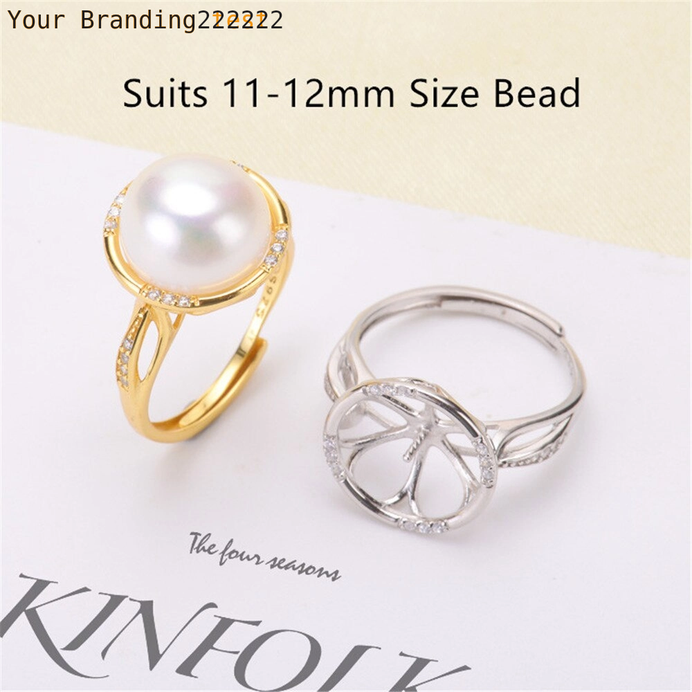 Classic Rings Resizable Design Rings Base 925 Silver Pearl Rings Settings Women DIY Pearl Rings Accessory No Pearl