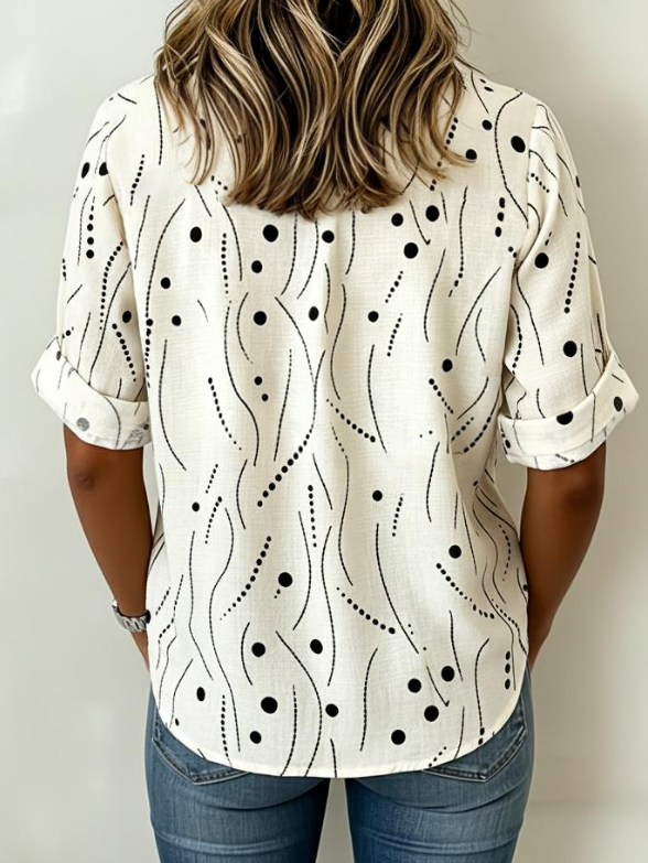V Neck Half Sleeve Geometric Regula