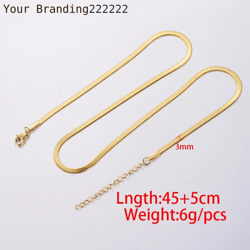 10pcs/lot Gold Color 3mm Snake Chain Necklaces Hip Hop Punk Stainless Steel Necklaces For Women's Men's Fashion