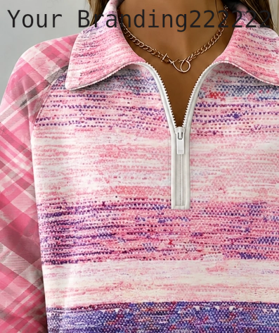 Casual Crew Neck Plaid Sweatshirt Printing