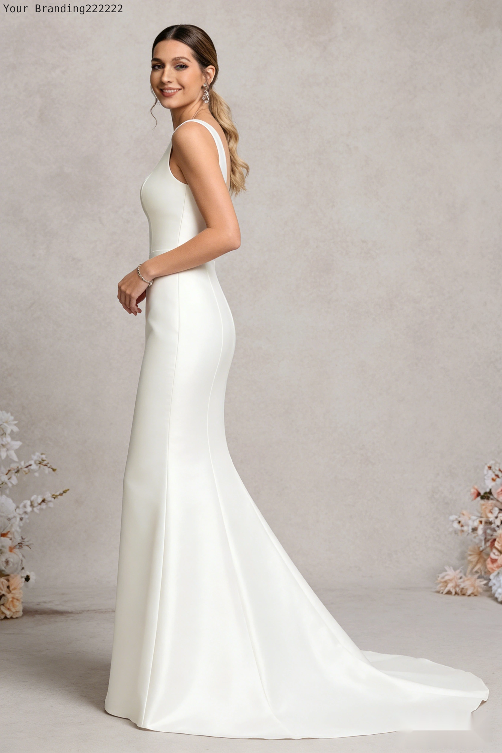 One-Shoulder Floor-Length Wedding Dress