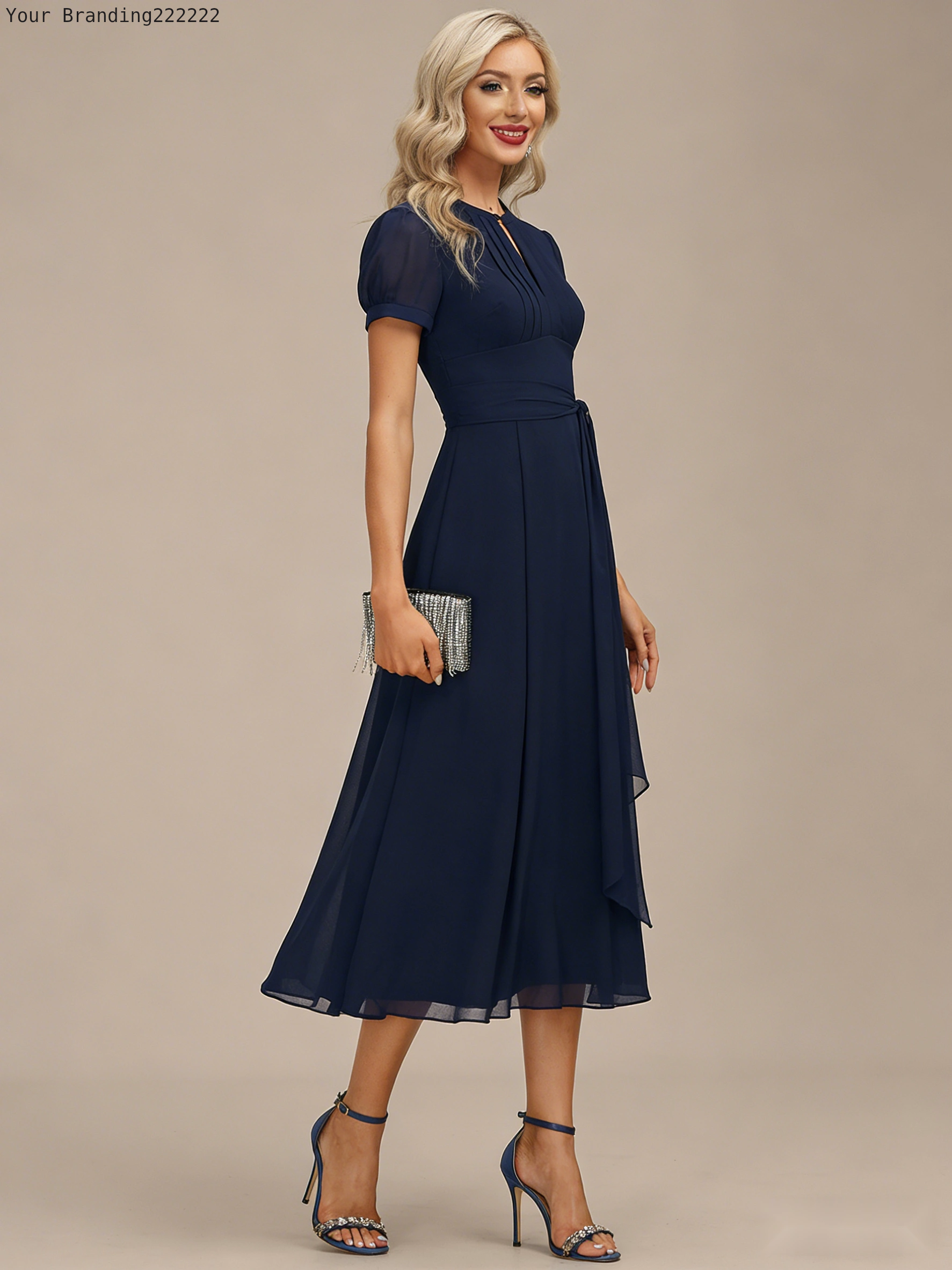 Midi Dress in Crepe Black