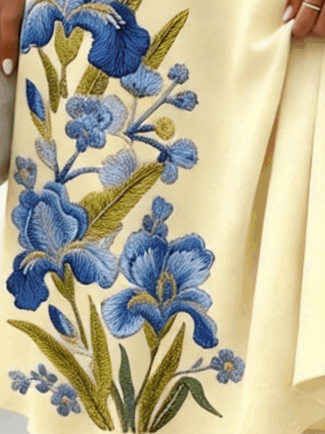 Women Floral Summer Dress V Neck Sl