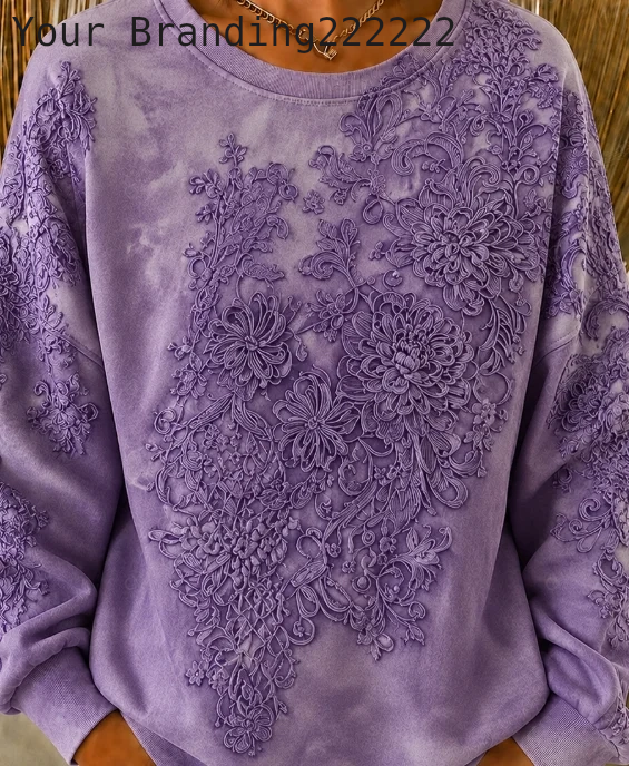 Casual Crew Neck Floral Sweatshirt Printing