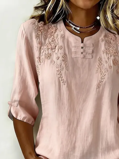 Mandarin Collar Half Sleeve Floral 
