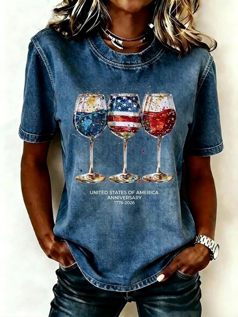 Crew Neck Short Sleeve Independence