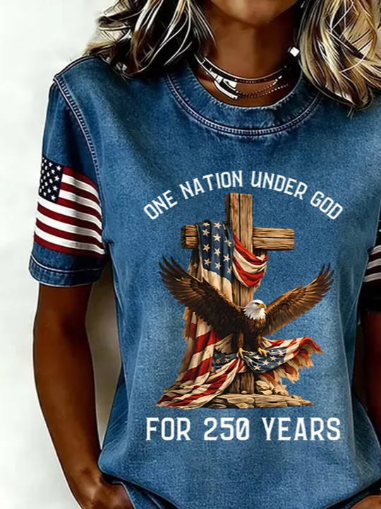 Blue - Casual Independence Day (Flag) Crew