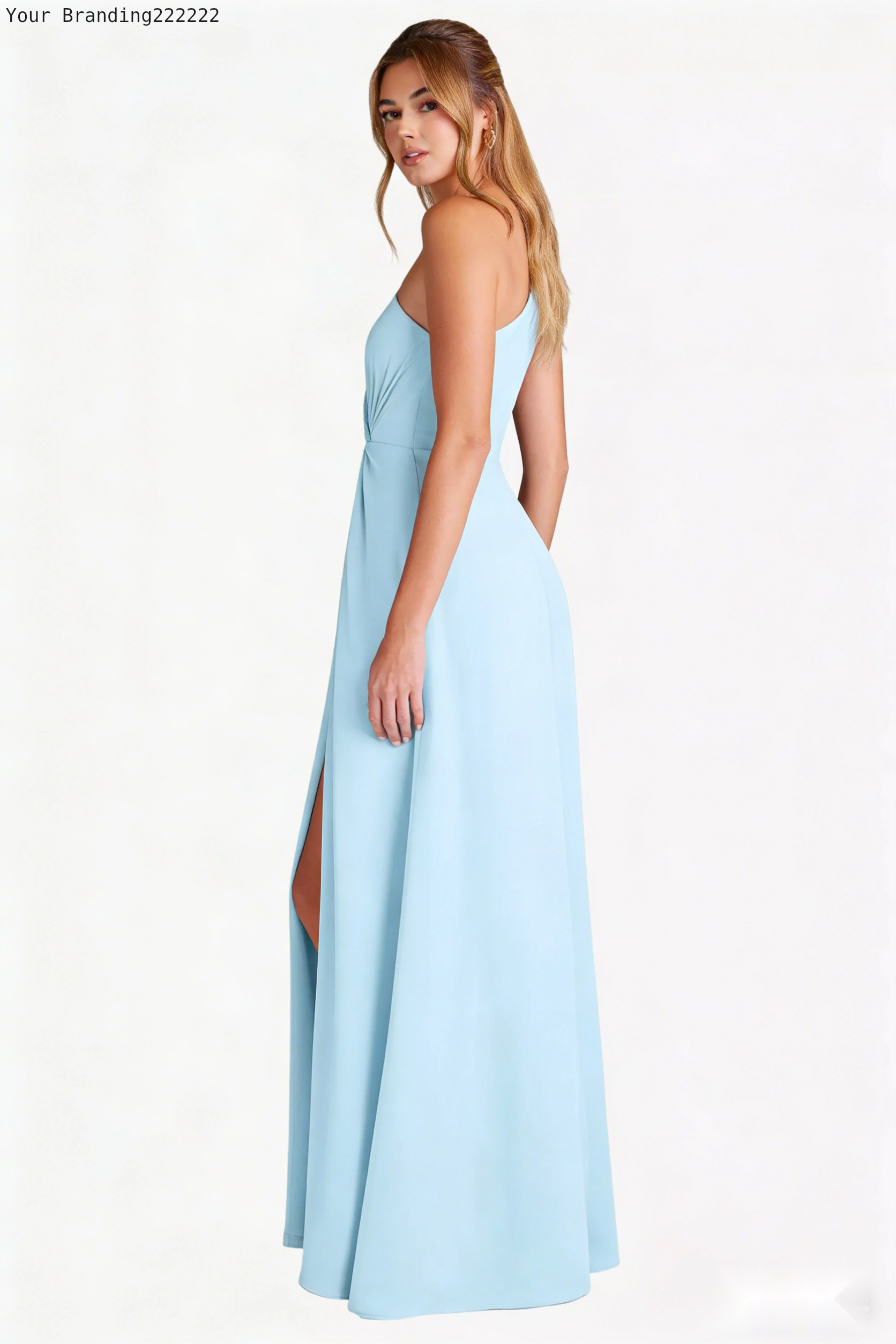 One-Shoulder High-Slit Gown