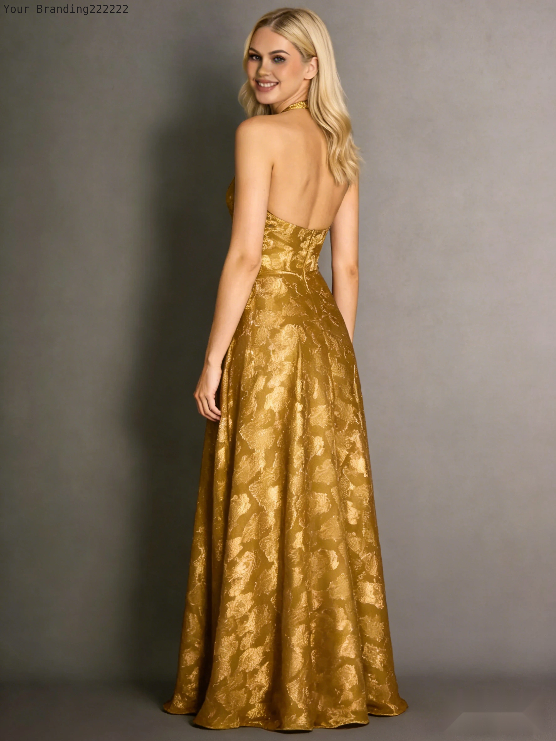 Halterneck Velvet Dress with Open Back