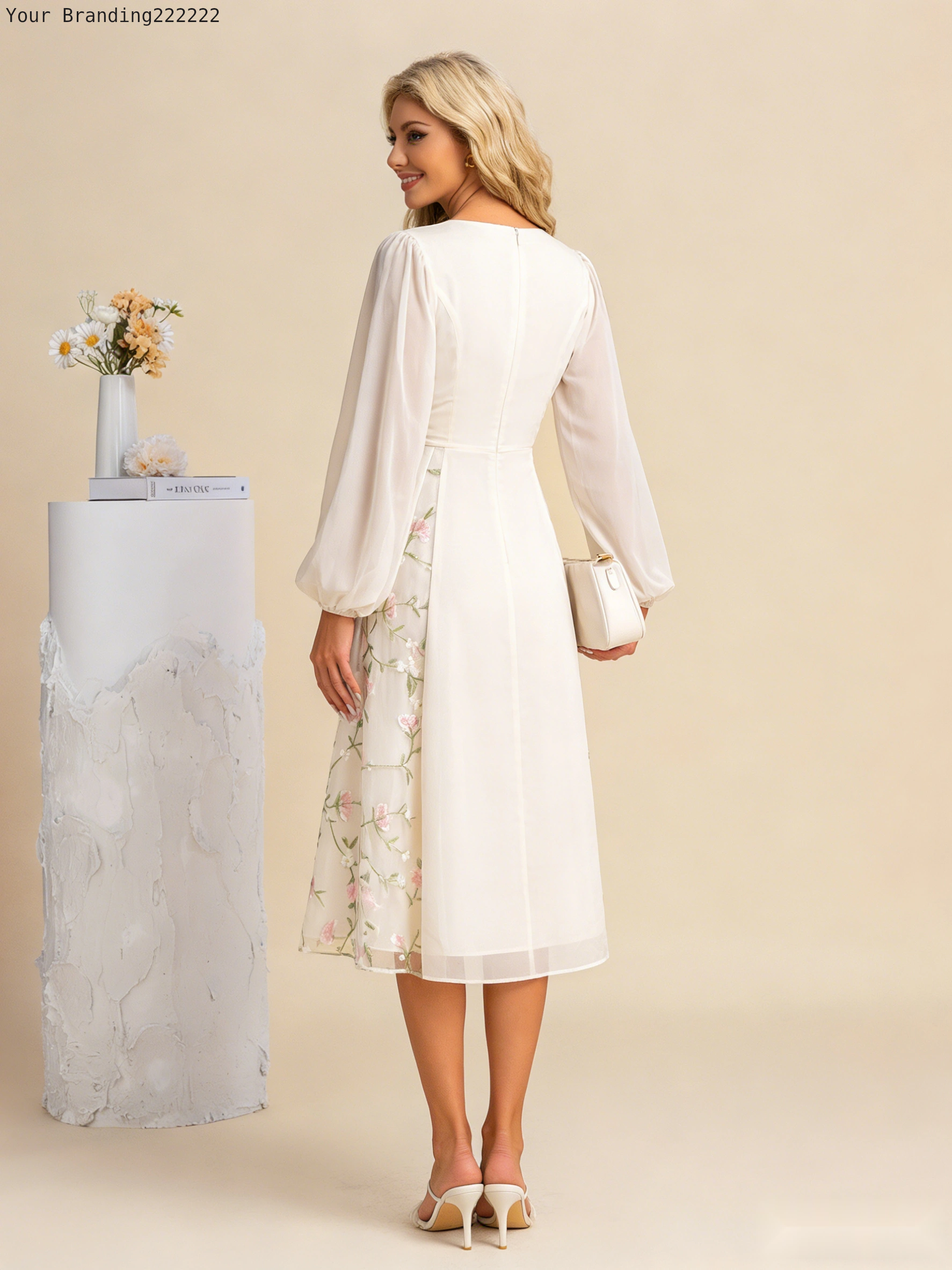 A-Line Linen Midi Dress