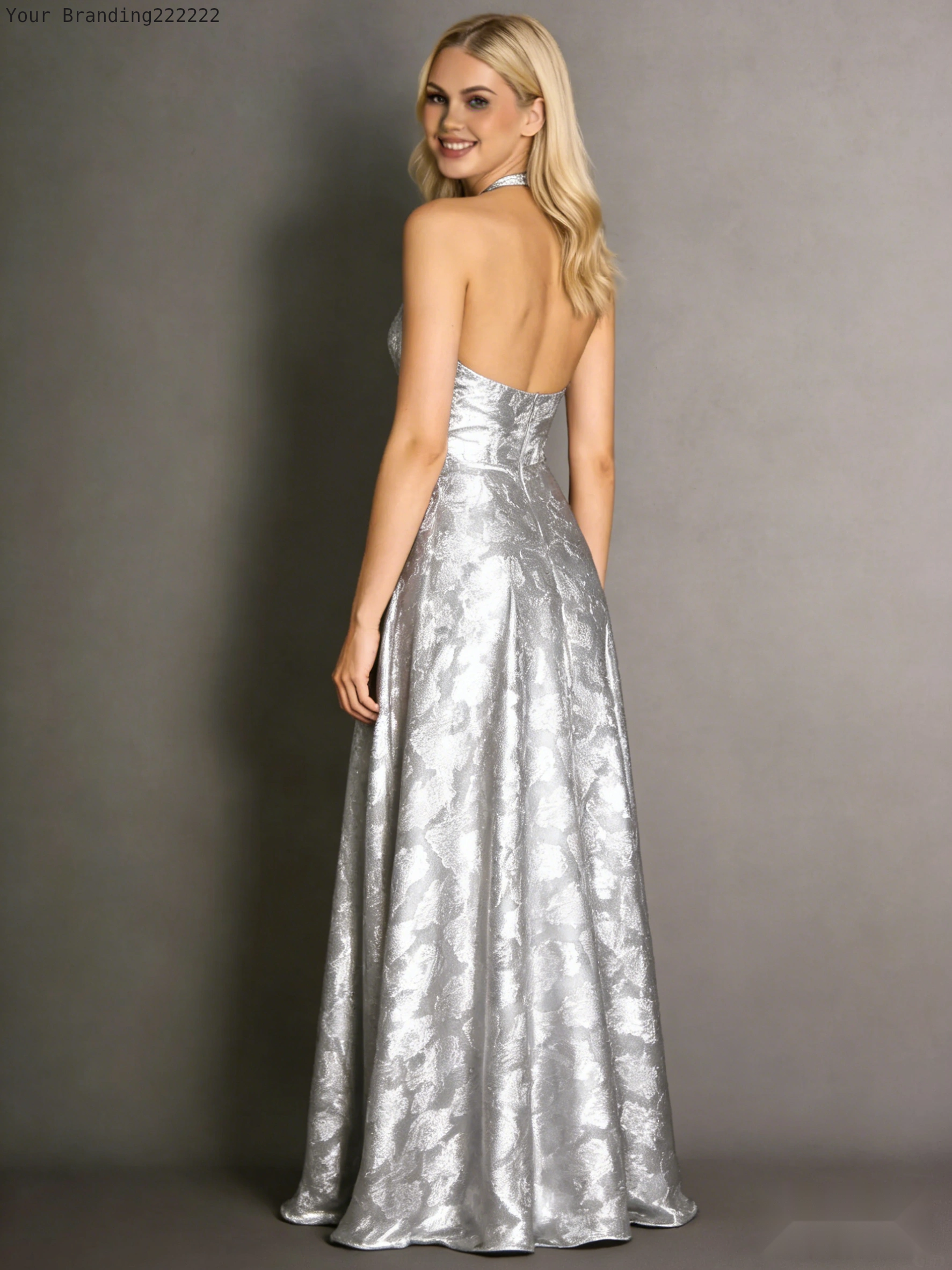 Halterneck Velvet Dress with Open Back