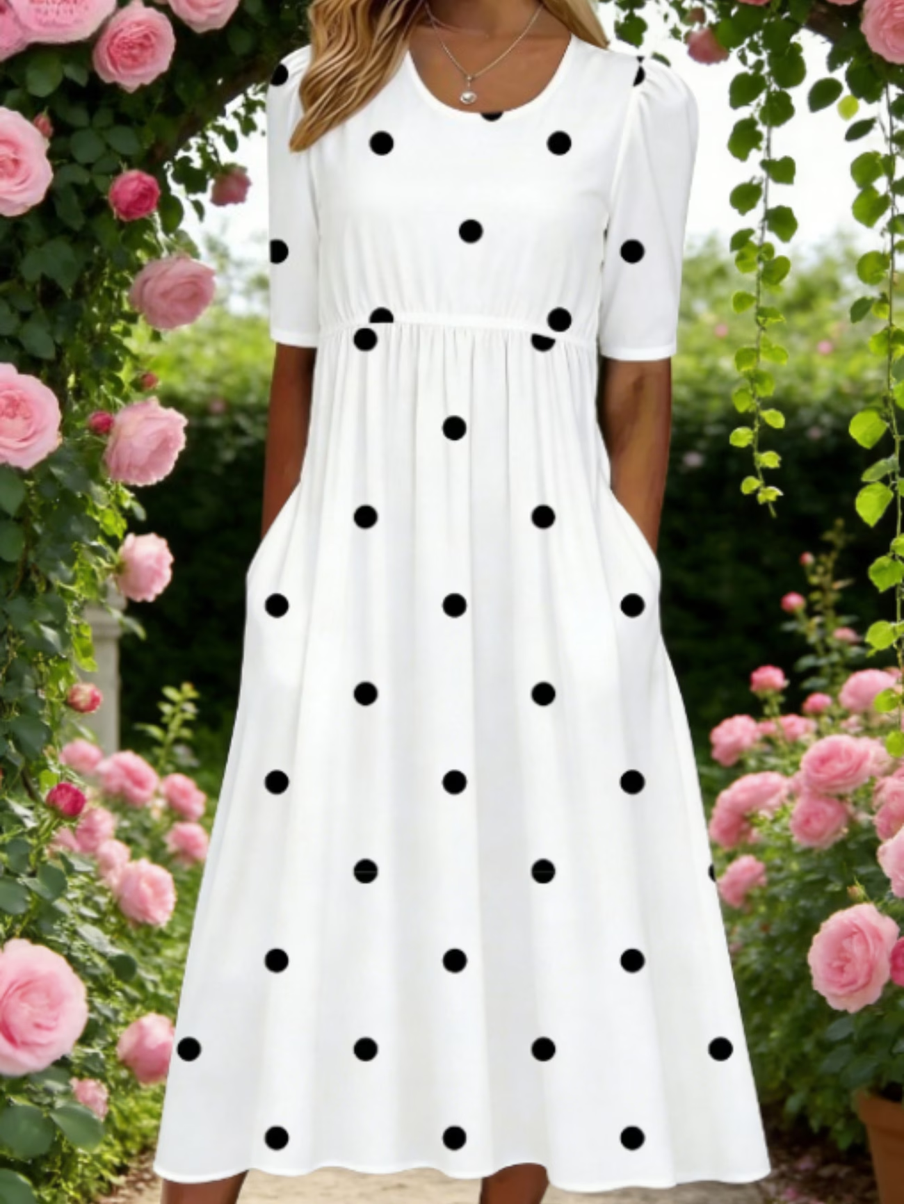 Women Polka Dots Summer Printing Dr