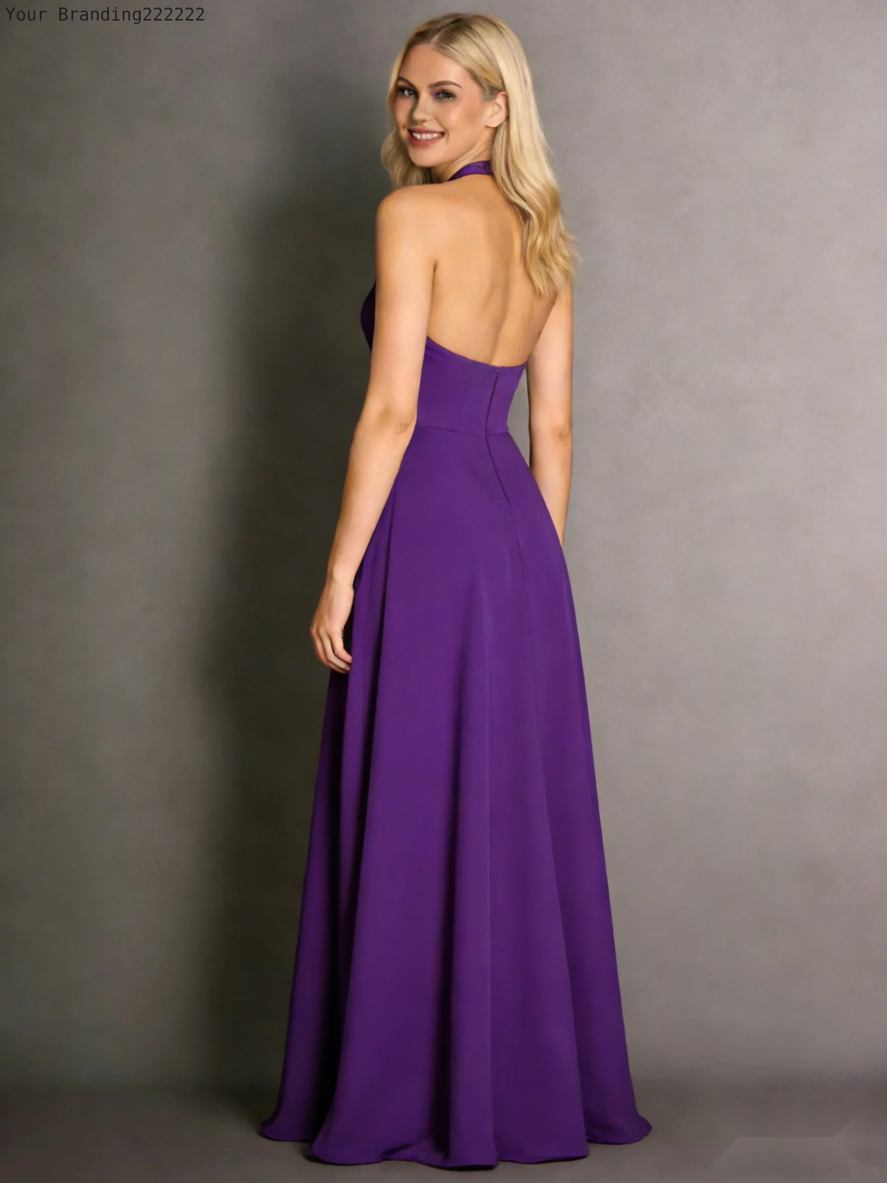 Halterneck Velvet Dress with Open Back