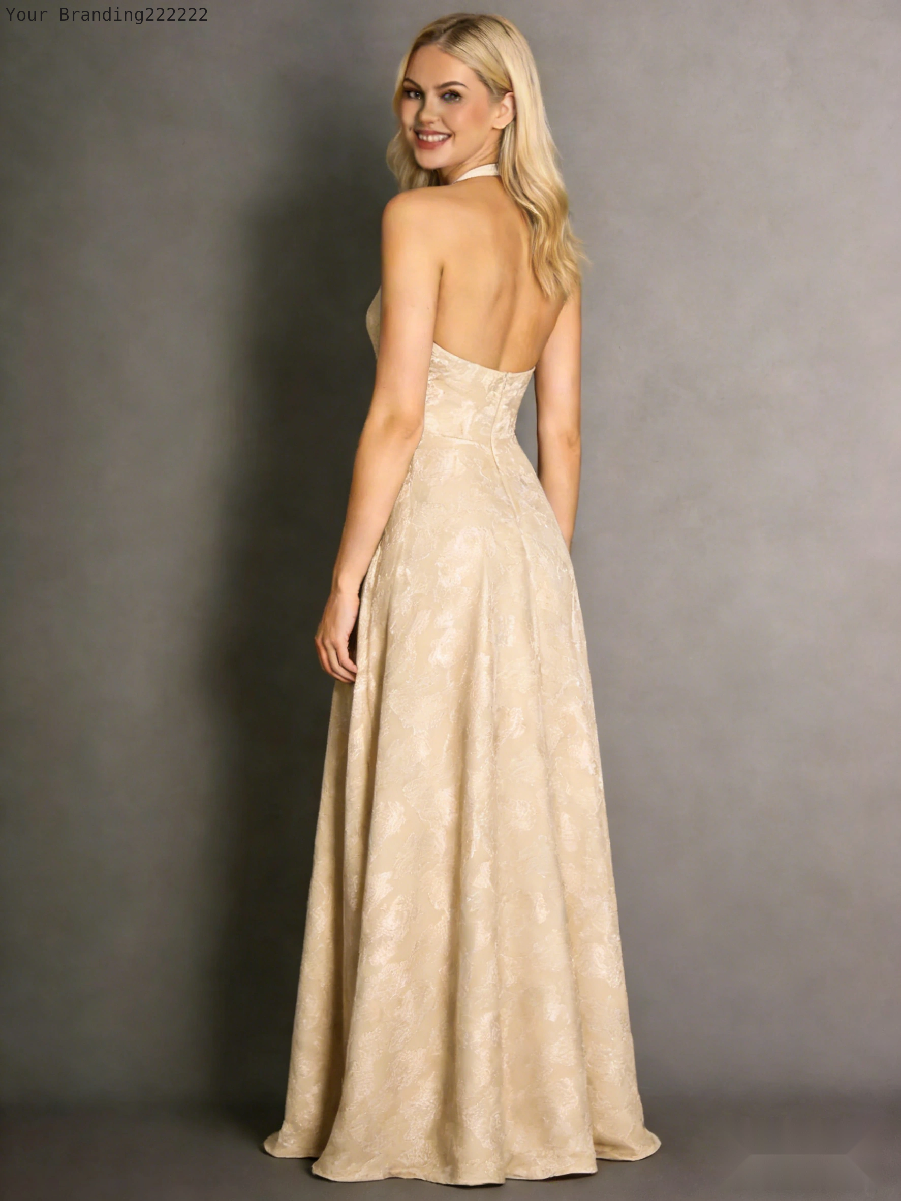 Halterneck Velvet Dress with Open Back