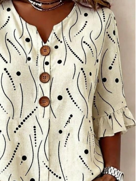 V Neck Half Sleeve Geometric Regula