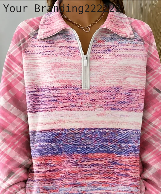 Casual Crew Neck Plaid Sweatshirt Printing