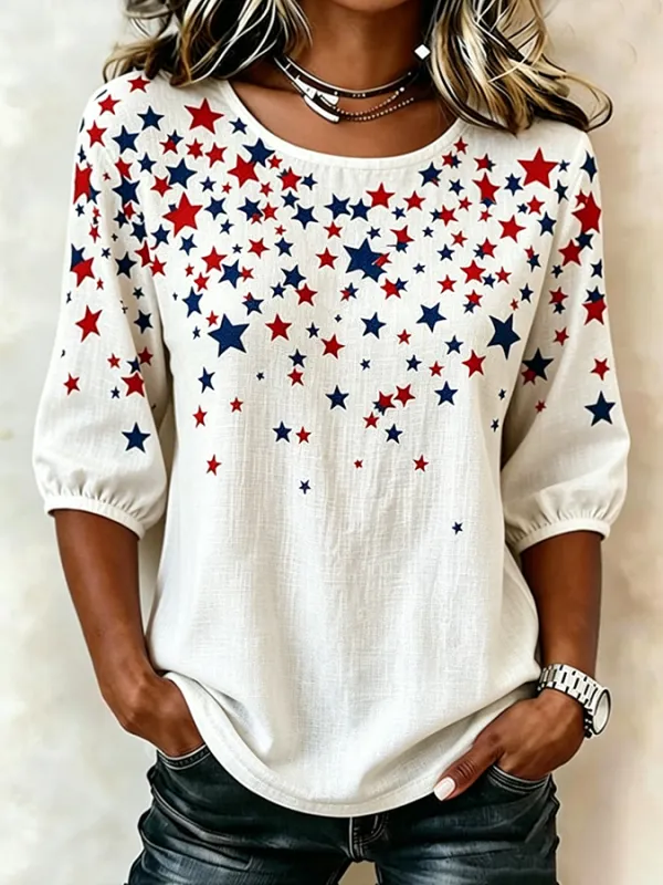 Independence Day Crew Neck Half Sle