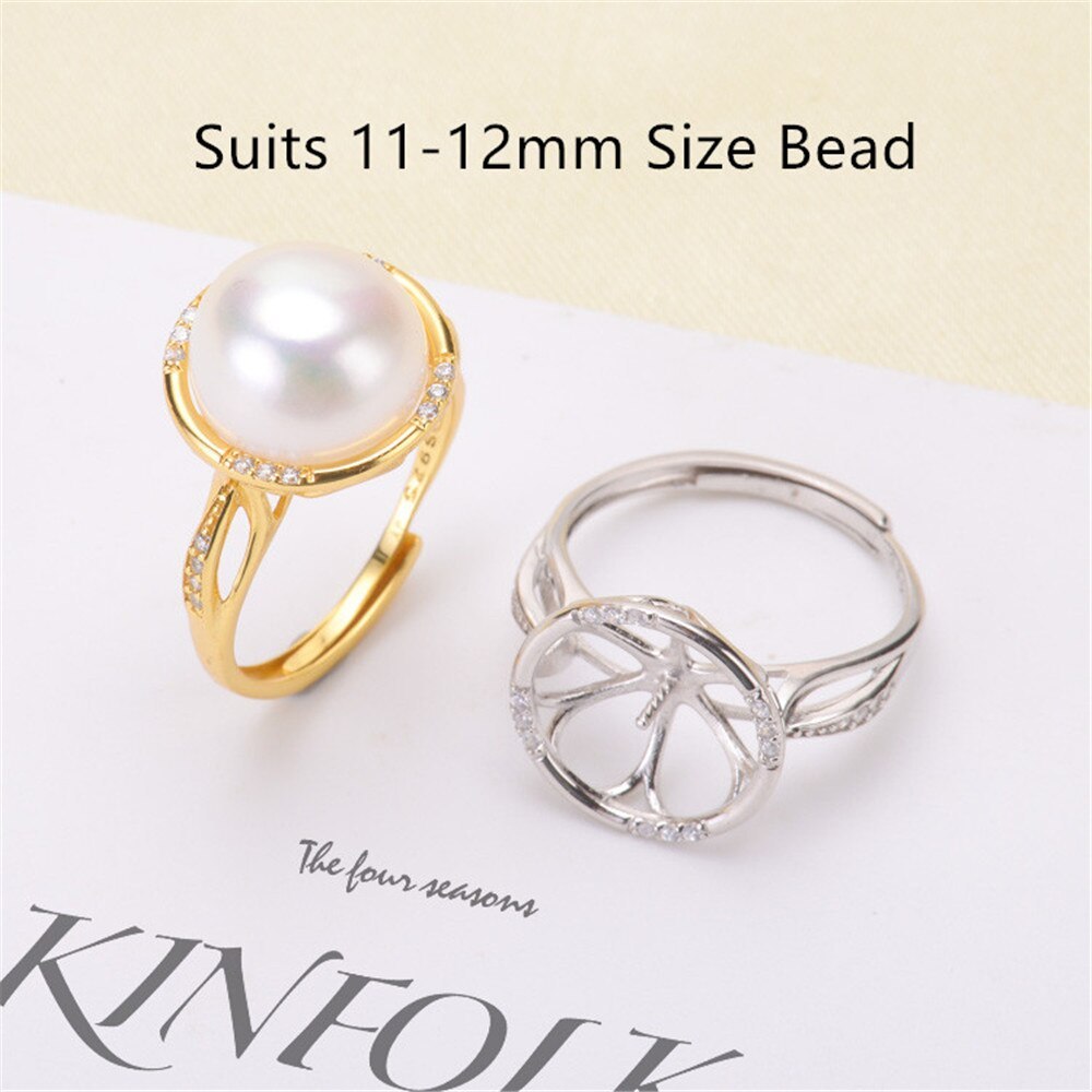 Classic Rings Resizable Design Rings Base 925 Silver Pearl Rings Settings Women DIY Pearl Rings Accessory No Pearl