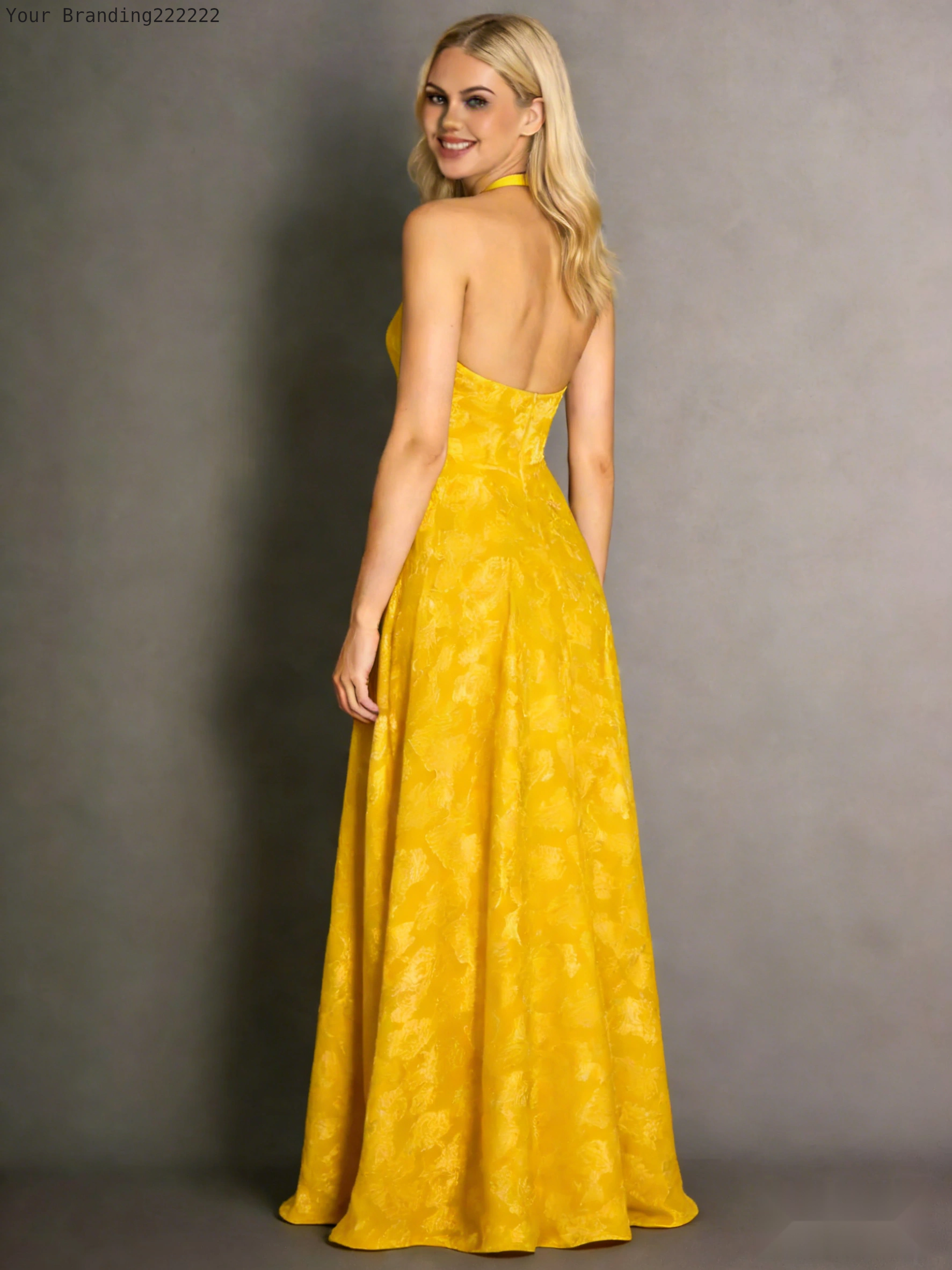 Halterneck Velvet Dress with Open Back