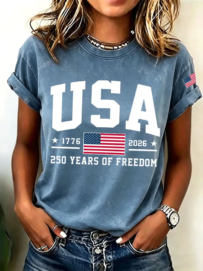 Blue - Casual Independence Day (Flag) Crew