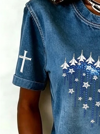 Casual Heart/Cordate Crew Neck Shor