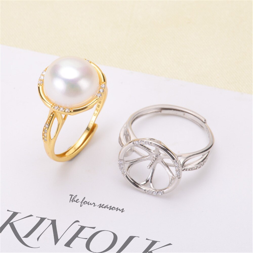 Classic Rings Resizable Design Rings Base 925 Silver Pearl Rings Settings Women DIY Pearl Rings Accessory No Pearl