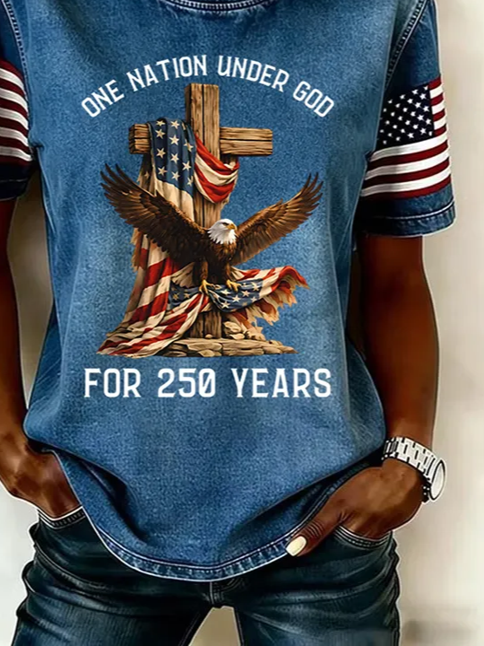 Blue - Casual Independence Day (Flag) Crew