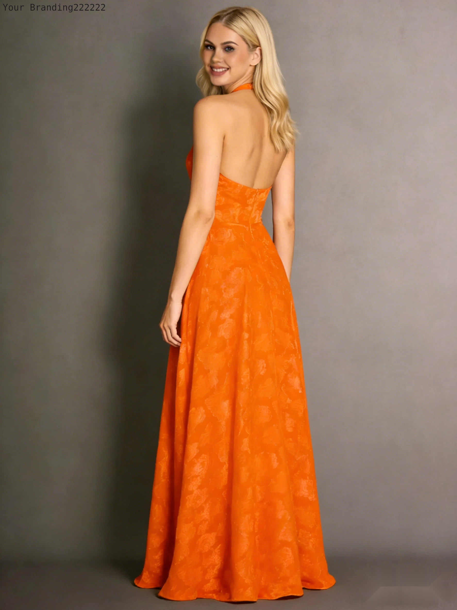 Halterneck Velvet Dress with Open Back