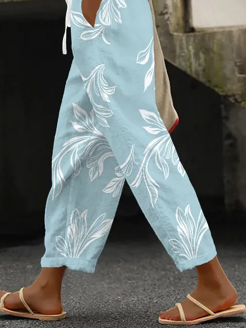 Women Floral Long Pants Casual Spri